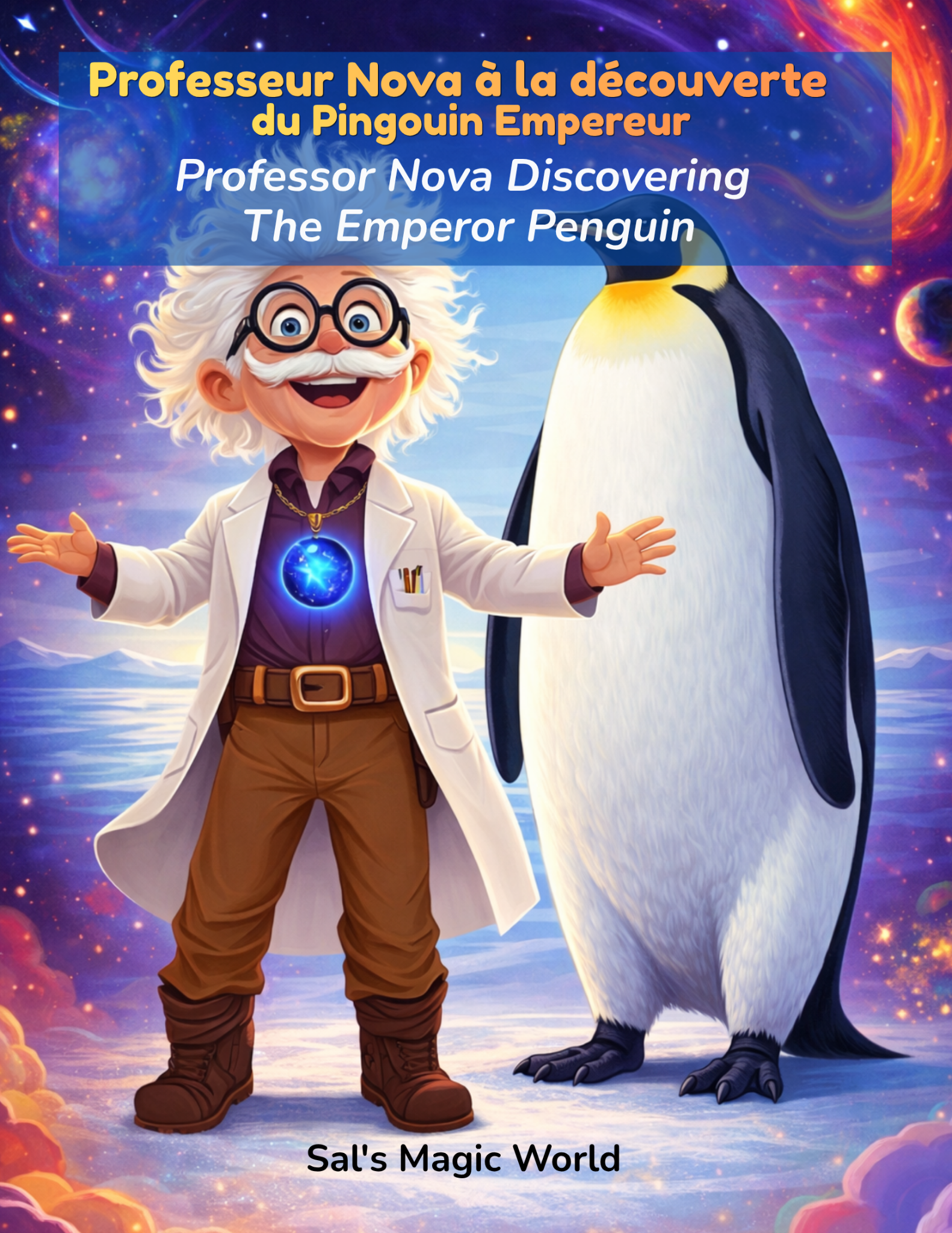 Couverture — Professeur Nova à la découverte du Pingouin Empereur - Professor Nova Discovering The Emperor Penguin